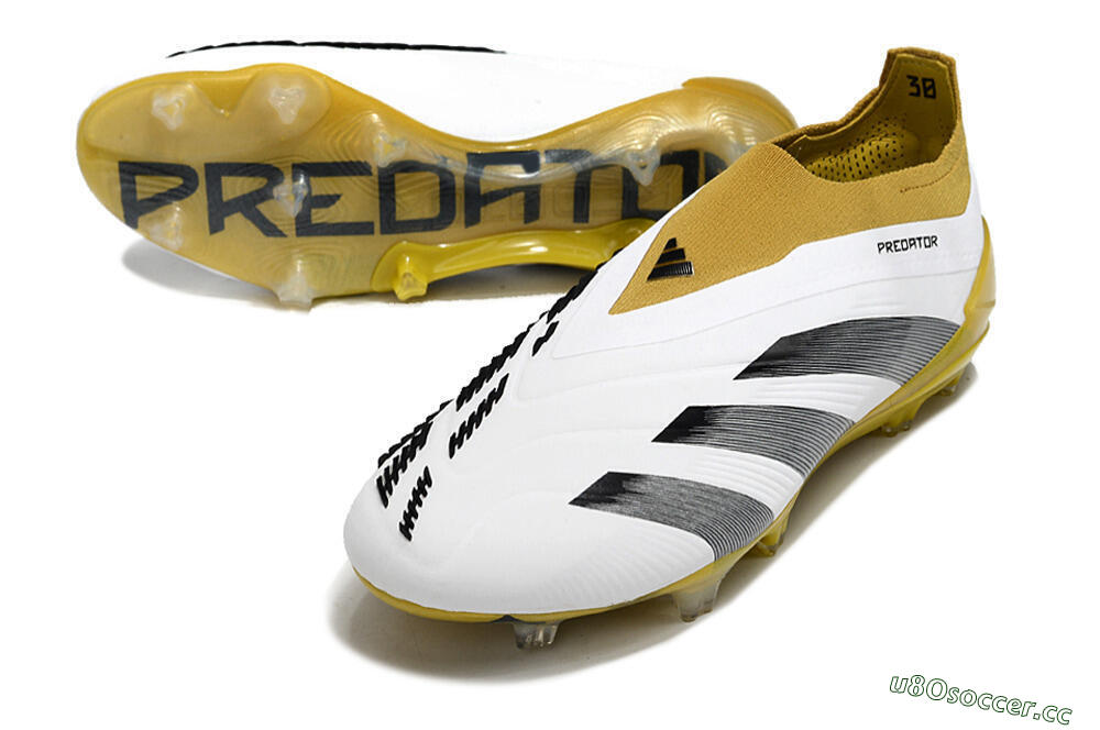 Men's Adidas Predator Accuracy+ FG Firm Ground Low-Tops Football Boots - White/Black/Yellow 3