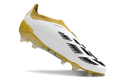 Men's Adidas Predator Accuracy+ FG Firm Ground Low-Tops Football Boots - White/Black/Yellow