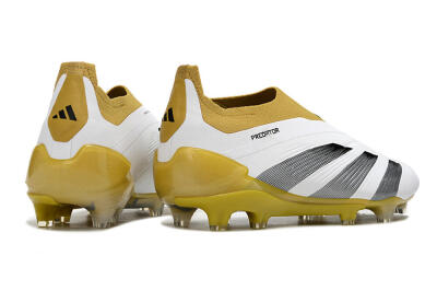 Men's Adidas Predator Accuracy+ FG Firm Ground Low-Tops Football Boots - White/Black/Yellow
