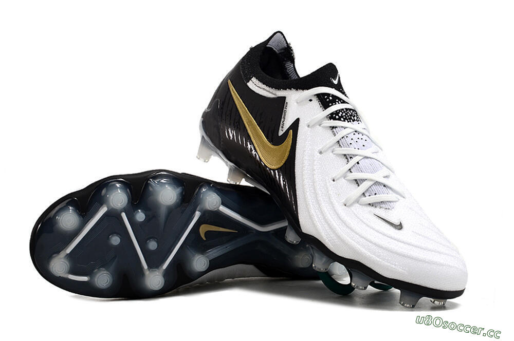 Men's Nike Phantom Luna Elite AG Artificial Grass Low-Tops Football Boots - White/Black/Gold 3