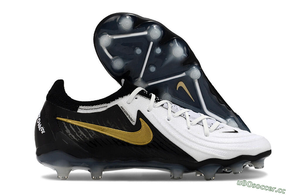 Men's Nike Phantom Luna Elite AG Artificial Grass Low-Tops Football Boots - White/Black/Gold 2