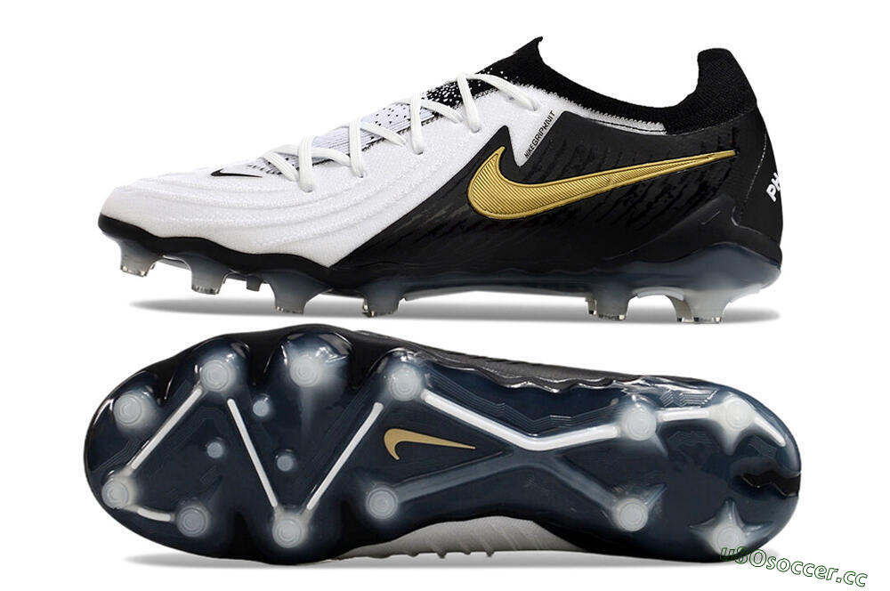 Men's Nike Phantom Luna Elite AG Artificial Grass Low-Tops Football Boots - White/Black/Gold 1