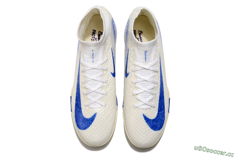 Unisex Nike Air Zoom Mercurial Superfly 10 Elite TF Artificial Turf High-Tops Football Shoes - Beige/Blue 4