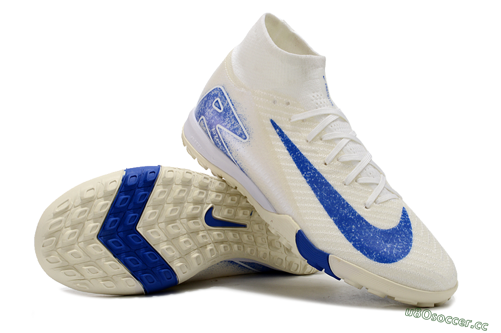 Unisex Nike Air Zoom Mercurial Superfly 10 Elite TF Artificial Turf High-Tops Football Shoes - Beige/Blue 3