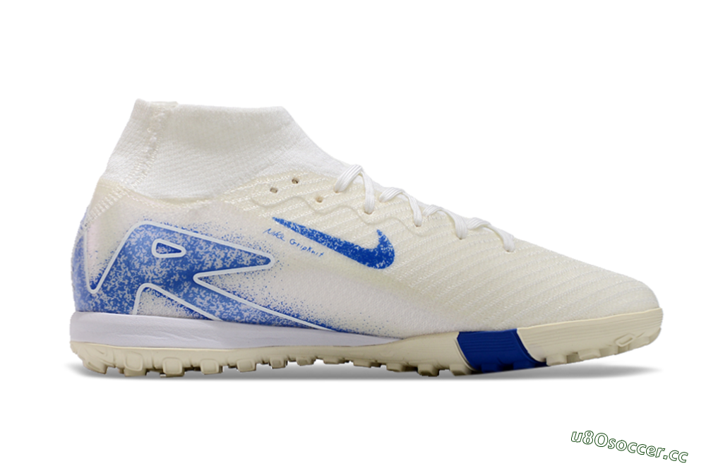 Unisex Nike Air Zoom Mercurial Superfly 10 Elite TF Artificial Turf High-Tops Football Shoes - Beige/Blue 7