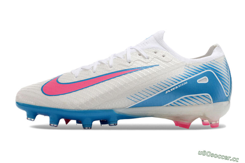 Unisex Nike Air Zoom Mercurial Vapor 16 Elite AG Artificial Grass Low-Tops Football Boots - White/Pink/Blue 0