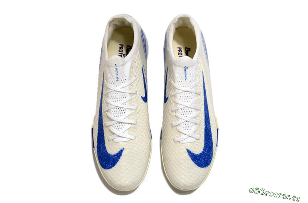 Unisex Nike Air Zoom Mercurial Vapor 16 Elite TF Artificial Turf Low-Tops Football Shoes - Beige/Blue 4