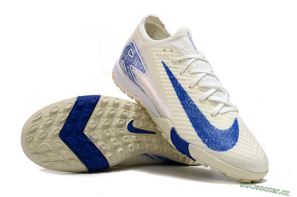 Unisex Nike Air Zoom Mercurial Vapor 16 Elite TF Artificial Turf Low-Tops Football Shoes - Beige/Blue 3