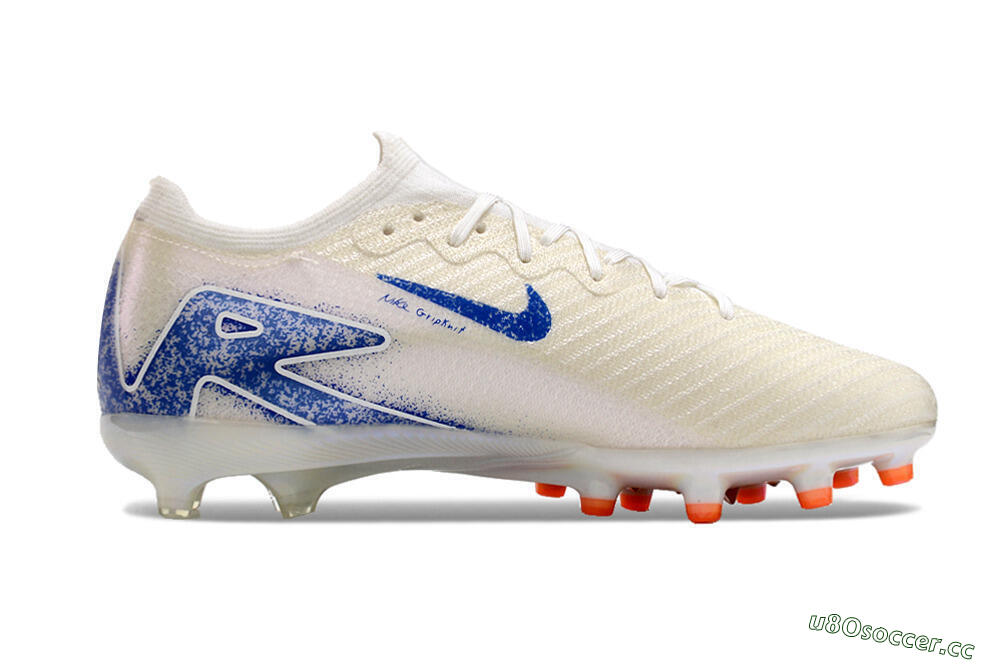 Unisex Nike Air Zoom Mercurial Vapor 16 Elite AG Artificial Grass Low-Tops Football Boots - Beige/Blue 4