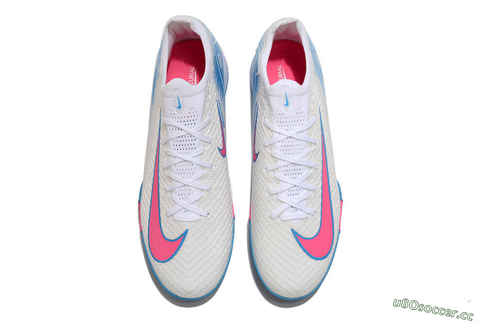 Unisex Nike Air Zoom Mercurial Vapor 16 Elite TF Artificial Turf Low-Tops Football Shoes - White/Pink/Blue 4