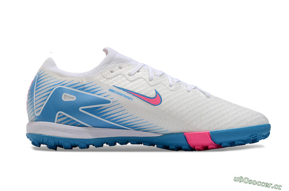 Unisex Nike Air Zoom Mercurial Vapor 16 Elite TF Artificial Turf Low-Tops Football Shoes - White/Pink/Blue 5