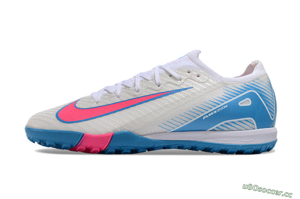 Unisex Nike Air Zoom Mercurial Vapor 16 Elite TF Artificial Turf Low-Tops Football Shoes - White/Pink/Blue 0