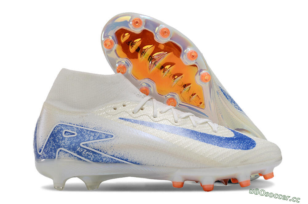 Unisex Nike Air Zoom Mercurial Superfly 10 Elite AG Artificial Grass High-Tops Football Boots - Beige/Blue 2