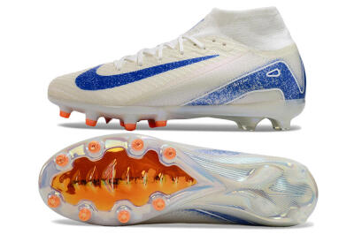 Unisex Nike Air Zoom Mercurial Superfly 10 Elite AG Artificial Grass High-Tops Football Boots - Beige/Blue