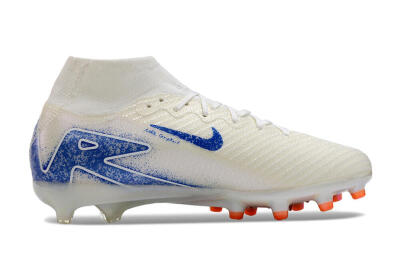 Unisex Nike Air Zoom Mercurial Superfly 10 Elite AG Artificial Grass High-Tops Football Boots - Beige/Blue