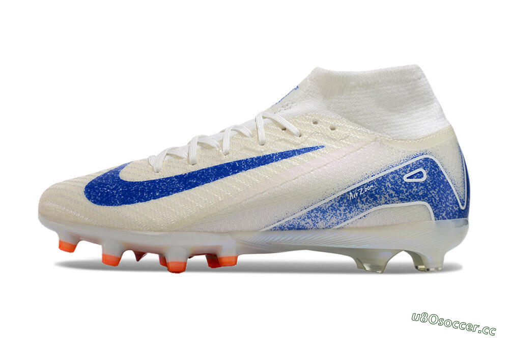 Unisex Nike Air Zoom Mercurial Superfly 10 Elite AG Artificial Grass High-Tops Football Boots - Beige/Blue 0