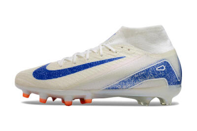 Unisex Nike Air Zoom Mercurial Superfly 10 Elite AG Artificial Grass High-Tops Football Boots - Beige/Blue