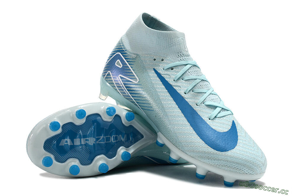 Unisex Nike Air Zoom Mercurial Superfly 10 Elite AG Artificial Grass High-Tops Football Boots - Jade/Beige/Blue 3