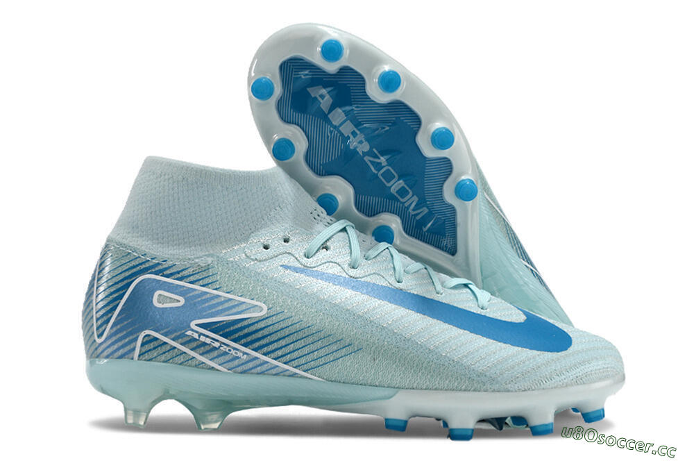 Unisex Nike Air Zoom Mercurial Superfly 10 Elite AG Artificial Grass High-Tops Football Boots - Jade/Beige/Blue 2