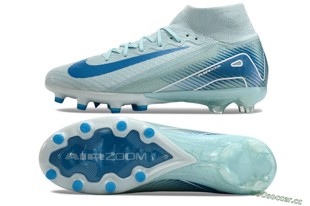Unisex Nike Air Zoom Mercurial Superfly 10 Elite AG Artificial Grass High-Tops Football Boots - Jade/Beige/Blue 1