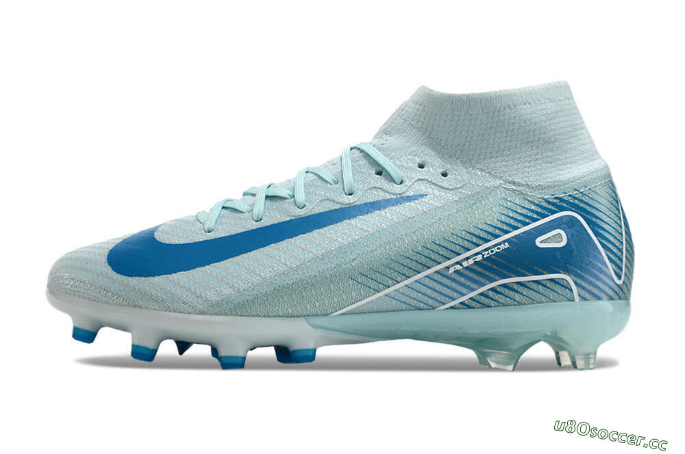 Unisex Nike Air Zoom Mercurial Superfly 10 Elite AG Artificial Grass High-Tops Football Boots - Jade/Beige/Blue 0
