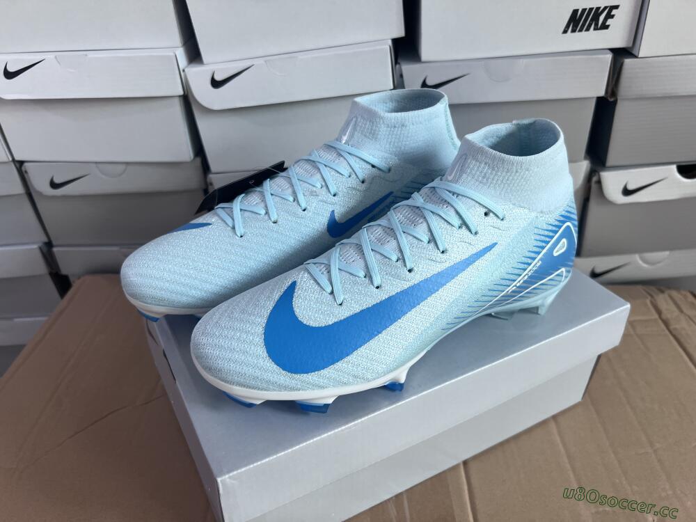 Men's Nike Air Zoom Mercurial Superfly 10 Elite FG Firm Ground High-Tops Football Boots - Jade/White/Blue