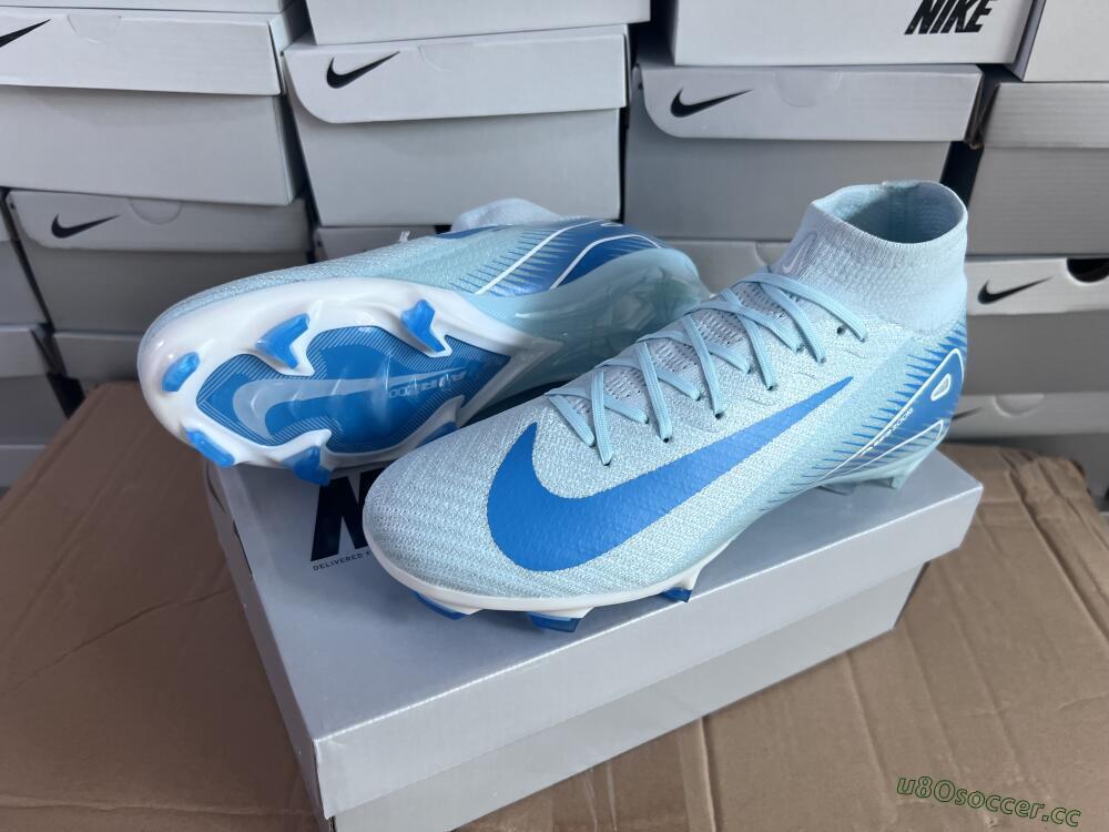 Men's Nike Air Zoom Mercurial Superfly 10 Elite FG Firm Ground High-Tops Football Boots - Jade/White/Blue