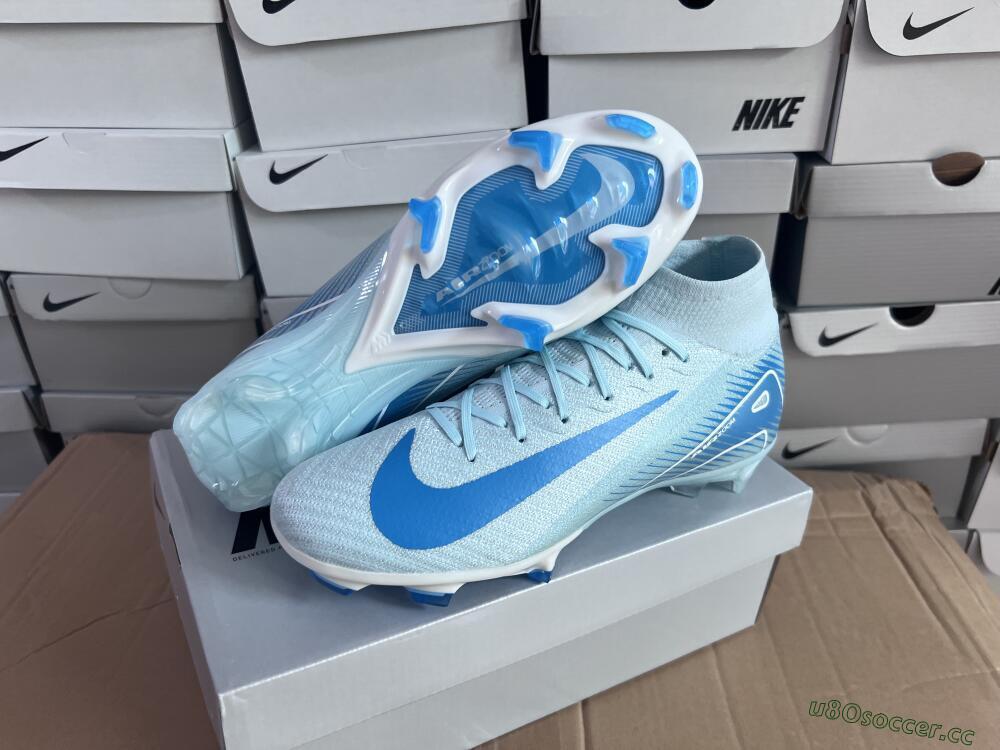 Men's Nike Air Zoom Mercurial Superfly 10 Elite FG Firm Ground High-Tops Football Boots - Jade/White/Blue