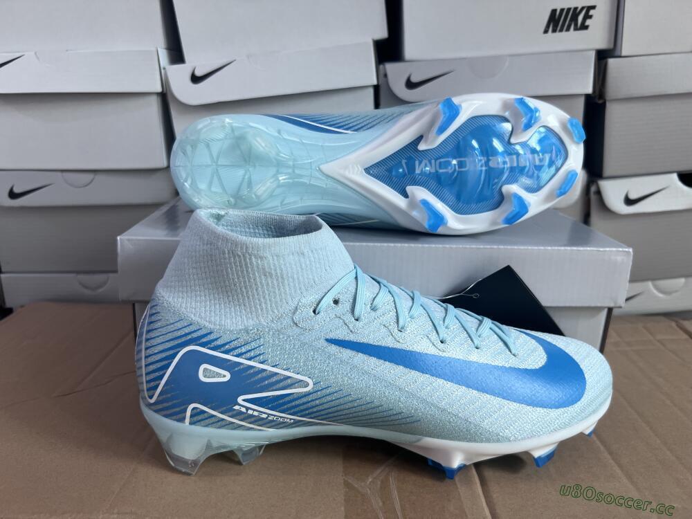 Men's Nike Air Zoom Mercurial Superfly 10 Elite FG Firm Ground High-Tops Football Boots - Jade/White/Blue