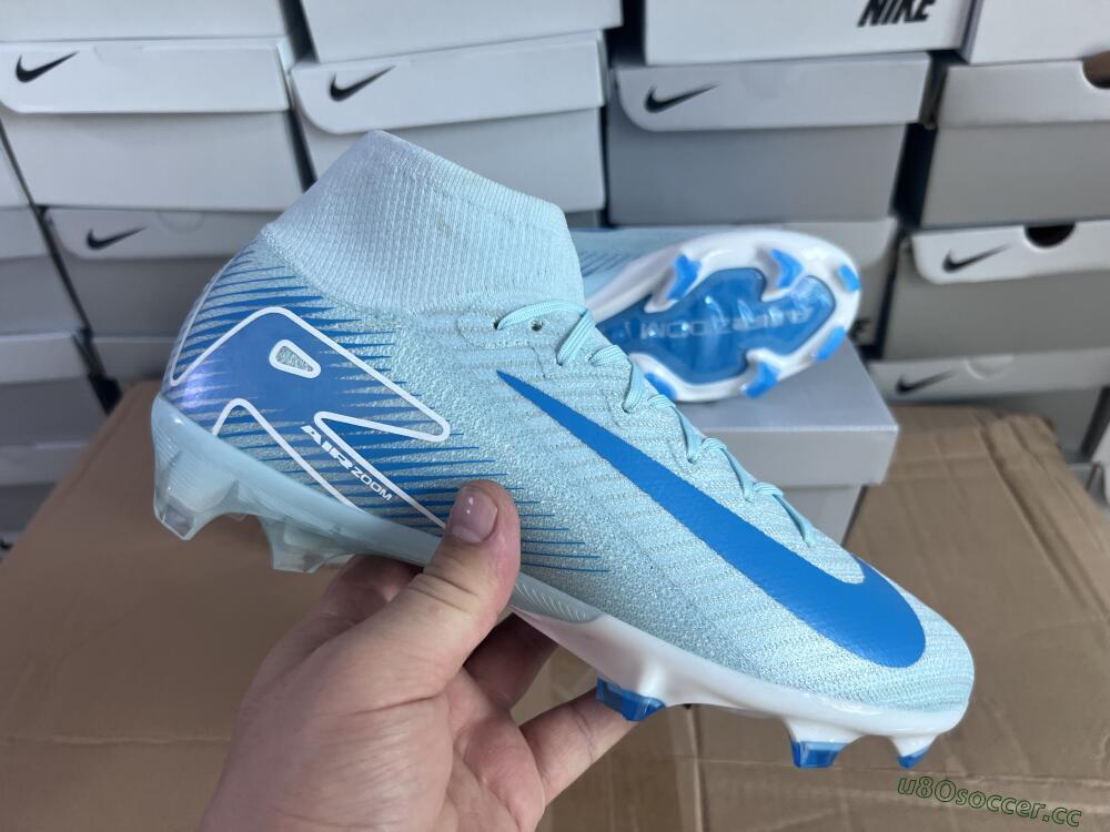 Men's Nike Air Zoom Mercurial Superfly 10 Elite FG Firm Ground High-Tops Football Boots - Jade/White/Blue
