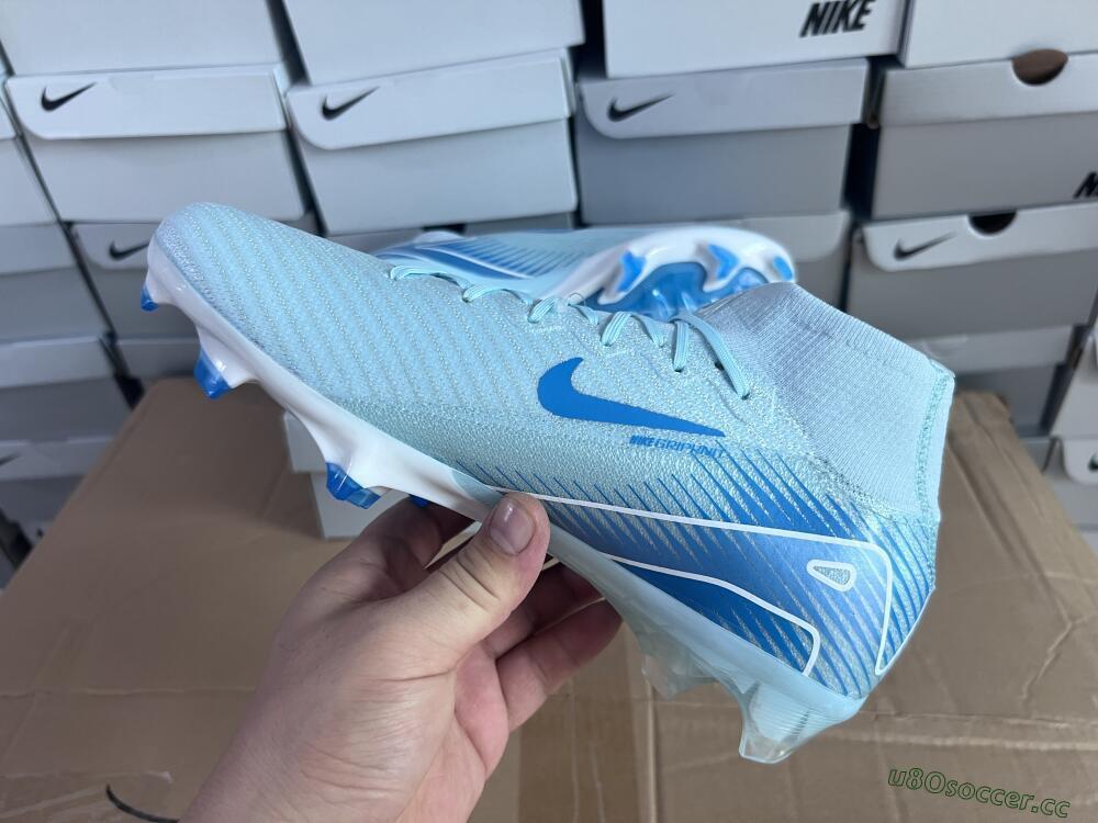 Men's Nike Air Zoom Mercurial Superfly 10 Elite FG Firm Ground High-Tops Football Boots - Jade/White/Blue