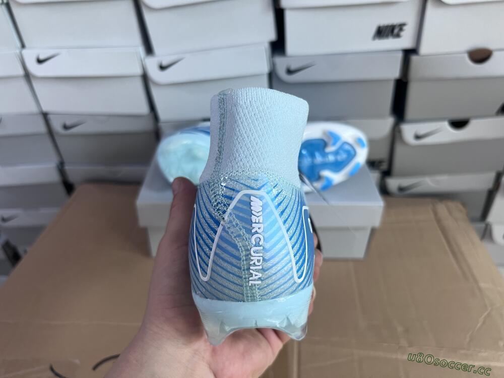 Men's Nike Air Zoom Mercurial Superfly 10 Elite FG Firm Ground High-Tops Football Boots - Jade/White/Blue