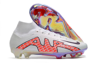 Men's Nike Air Zoom Mercurial Superfly 9 Elite FG Firm Ground High-Tops Football Boots - White/Red