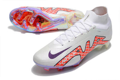 Men's Nike Air Zoom Mercurial Superfly 9 Elite FG Firm Ground High-Tops Football Boots - White/Red