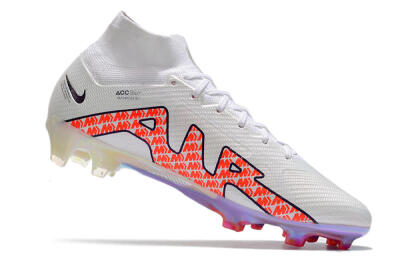 Men's Nike Air Zoom Mercurial Superfly 9 Elite FG Firm Ground High-Tops Football Boots - White/Red