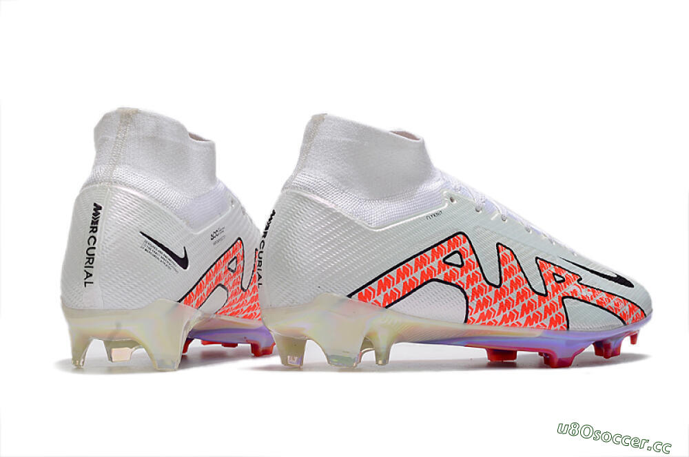 Men's Nike Air Zoom Mercurial Superfly 9 Elite FG Firm Ground High-Tops Football Boots - White/Red 6