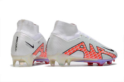 Men's Nike Air Zoom Mercurial Superfly 9 Elite FG Firm Ground High-Tops Football Boots - White/Red
