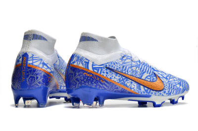 Men's Nike Air Zoom Mercurial Superfly 9 Elite FG Firm Ground High-Tops Football Boots - White/Blue/Red