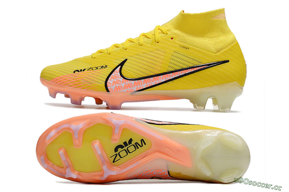 Men's Nike Air Zoom Mercurial Superfly 9 Elite FG Firm Ground High-Tops Football Boots - Yellow/Pink 1