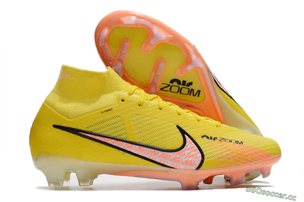 Men's Nike Air Zoom Mercurial Superfly 9 Elite FG Firm Ground High-Tops Football Boots - Yellow/Pink 2