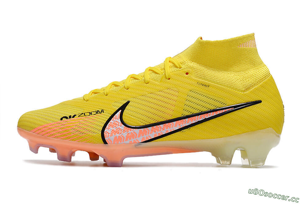 Men's Nike Air Zoom Mercurial Superfly 9 Elite FG Firm Ground High-Tops Football Boots - Yellow/Pink 0
