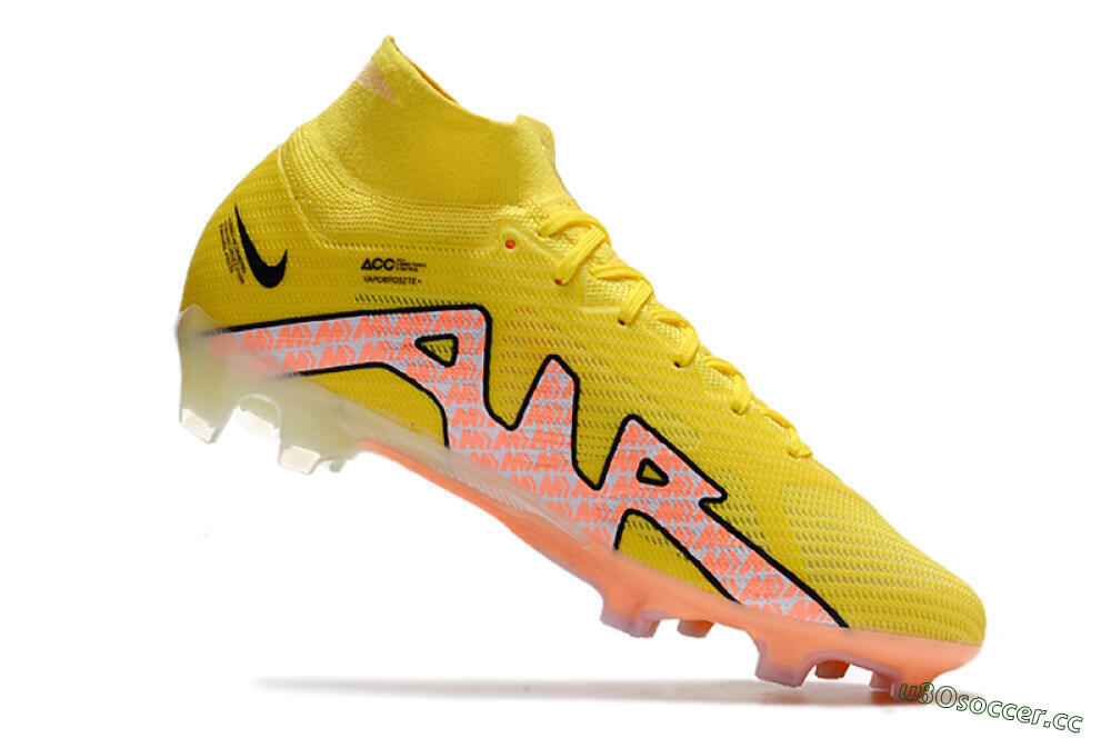 Men's Nike Air Zoom Mercurial Superfly 9 Elite FG Firm Ground High-Tops Football Boots - Yellow/Pink 4