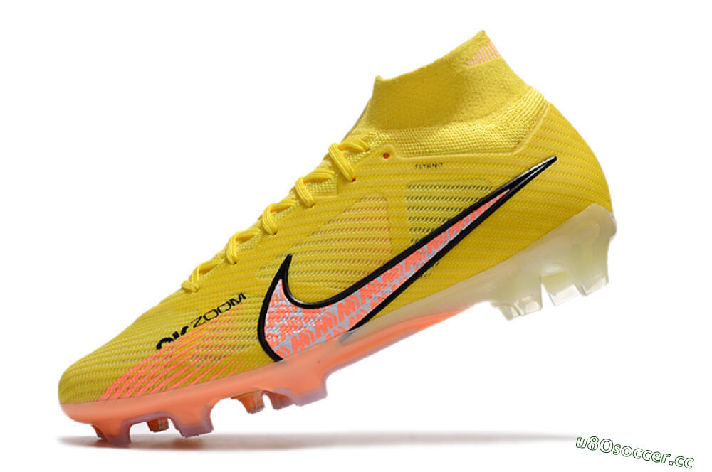 Men's Nike Air Zoom Mercurial Superfly 9 Elite FG Firm Ground High-Tops Football Boots - Yellow/Pink 5