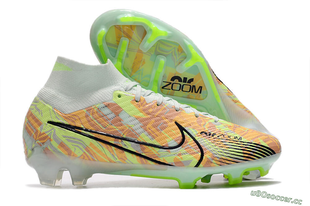 Men's Nike Air Zoom Mercurial Superfly 9 Elite FG Firm Ground High-Tops Football Boots - Blue/Green 2