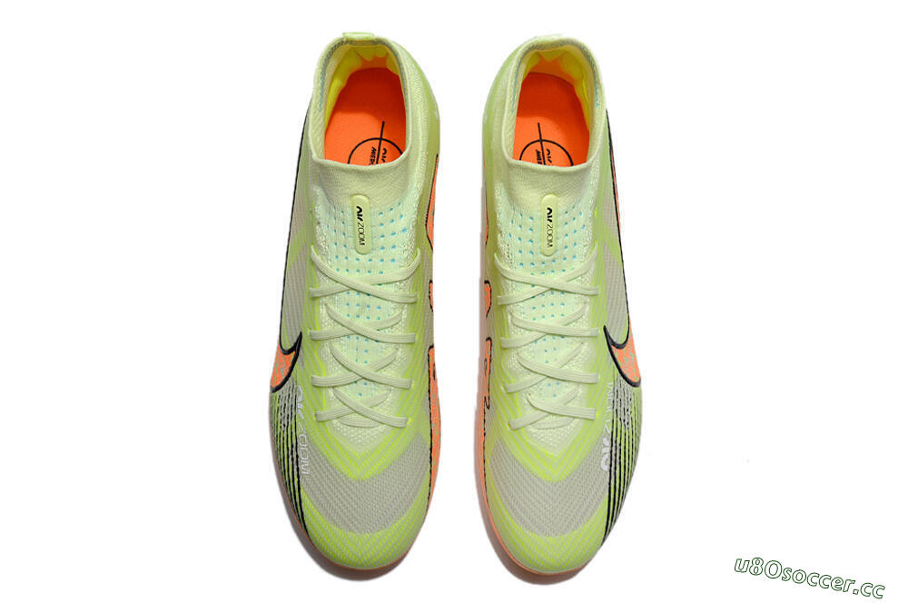 Men's Nike Air Zoom Mercurial Superfly 9 Elite FG Firm Ground High-Tops Football Boots - Green/Orange 4