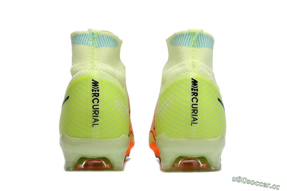 Men's Nike Air Zoom Mercurial Superfly 9 Elite FG Firm Ground High-Tops Football Boots - Green/Orange 5