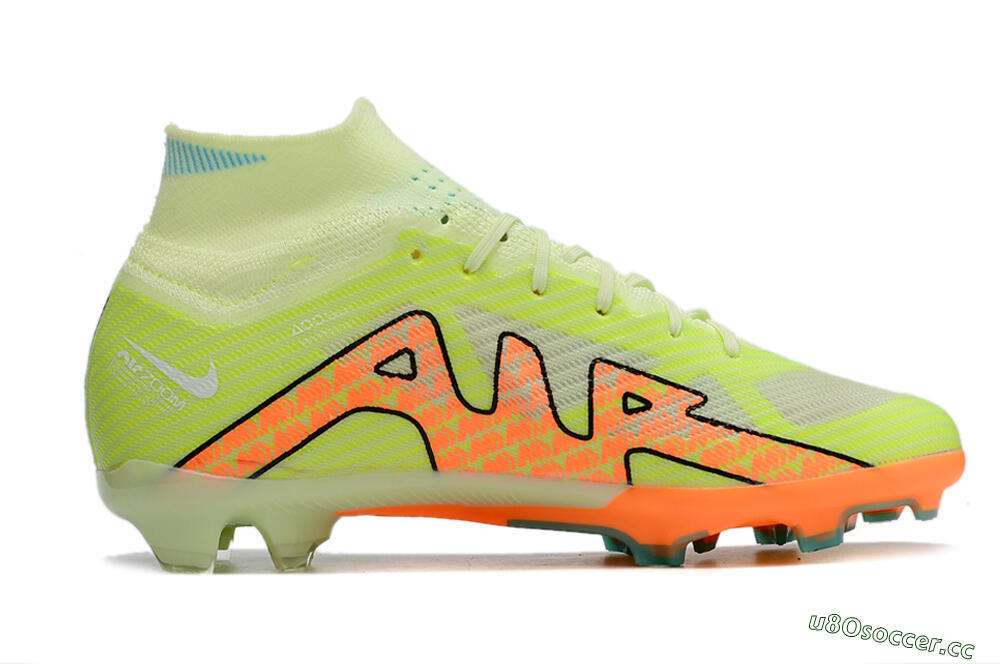 Men's Nike Air Zoom Mercurial Superfly 9 Elite FG Firm Ground High-Tops Football Boots - Green/Orange 7