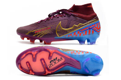 Men's Nike Air Zoom Mercurial Superfly 9 Elite FG Firm Ground High-Tops Football Boots - Purple/Blue/Gold