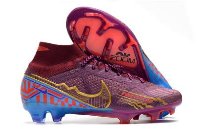 Men's Nike Air Zoom Mercurial Superfly 9 Elite FG Firm Ground High-Tops Football Boots - Purple/Blue/Gold