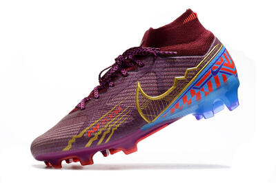 Men's Nike Air Zoom Mercurial Superfly 9 Elite FG Firm Ground High-Tops Football Boots - Purple/Blue/Gold